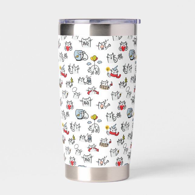 Funny cats, milk and magic. insulated tumbler (Left)