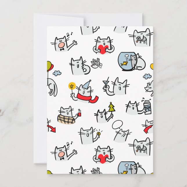 Funny cats, milk and magic. invitation (Front)