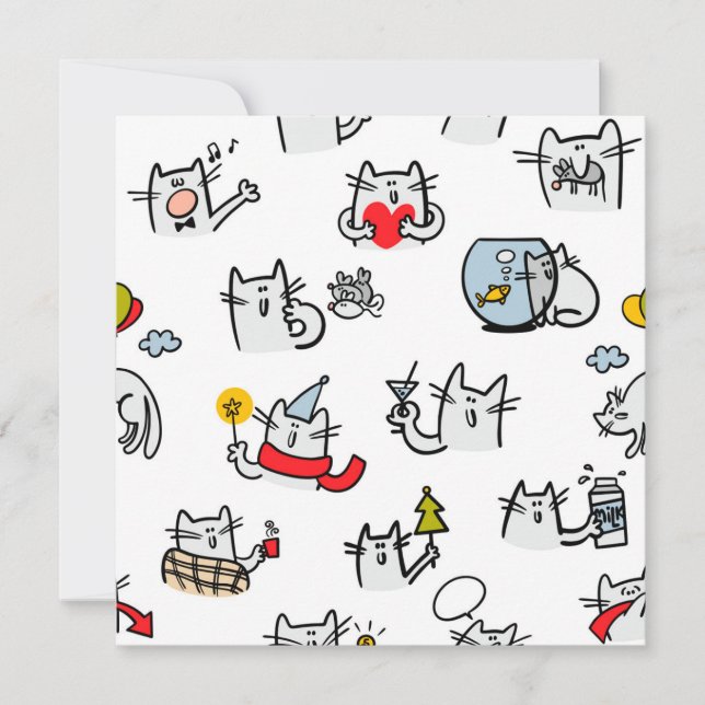 Funny cats, milk and magic. invitation (Front)