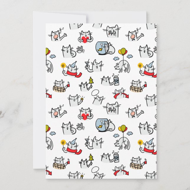 Funny cats, milk and magic. invitation (Front)
