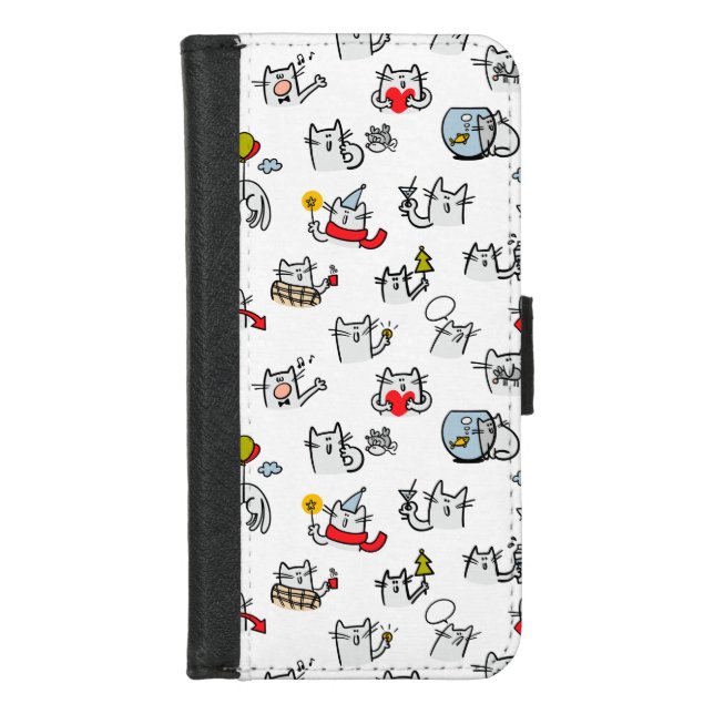 Funny cats, milk and magic. iPhone wallet case (Front)