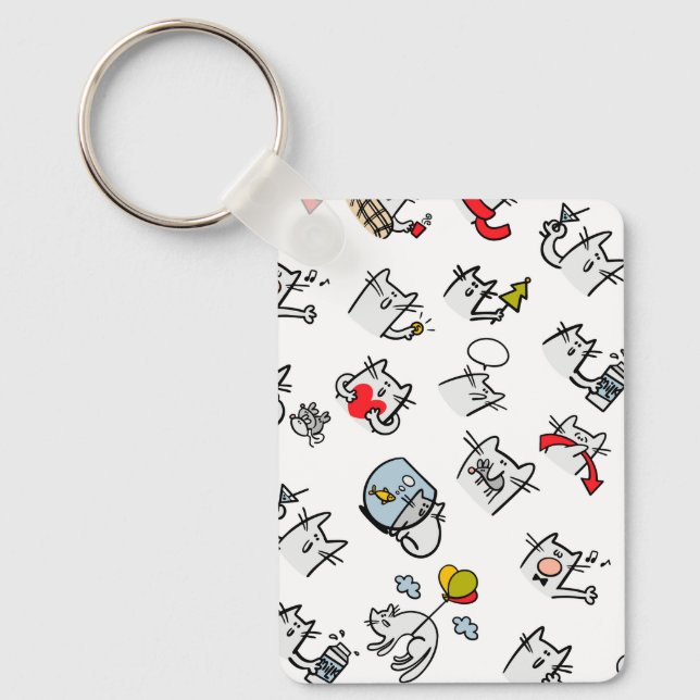 Funny cats, milk and magic. keychain (Front)