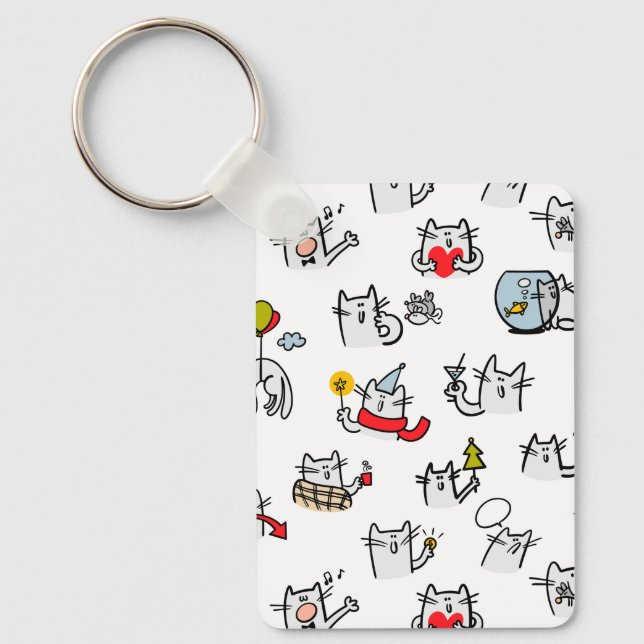 Funny cats, milk and magic. keychain (Front)