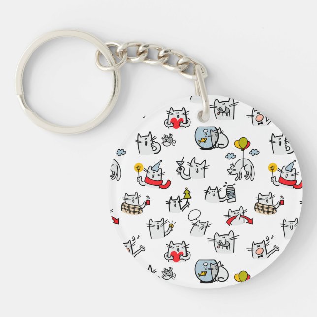 Funny cats, milk and magic. keychain (Front)