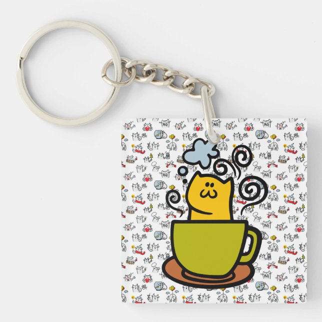 Funny cats, milk and magic. keychain (Front)