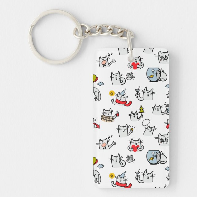 Funny cats, milk and magic. keychain (Front)