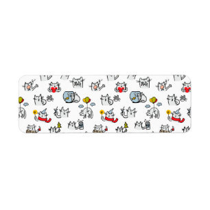 Funny cats, milk and magic. label