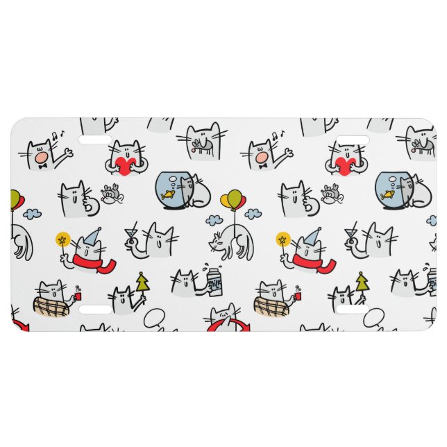 Funny cats, milk and magic. license plate (Front)