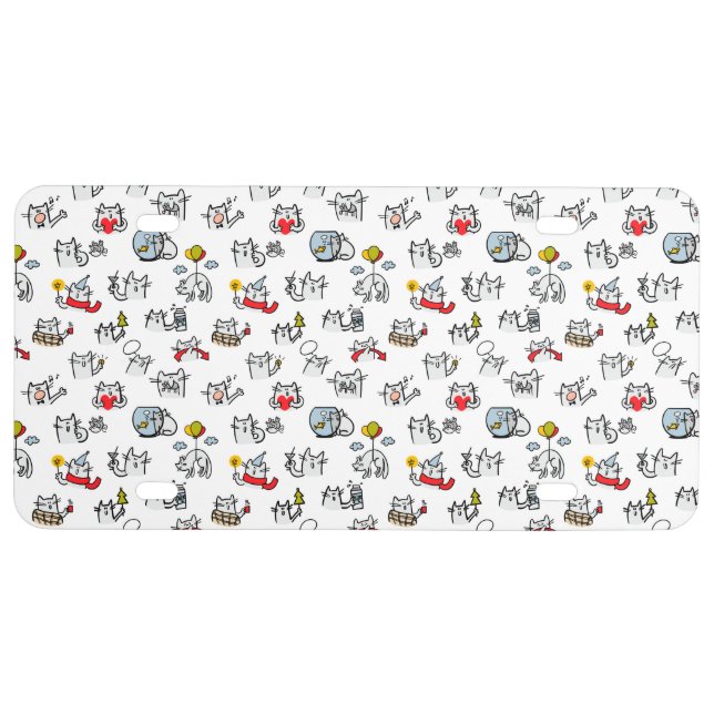 Funny cats, milk and magic. license plate (Front)