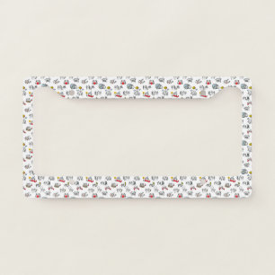Funny cats, milk and magic. license plate frame