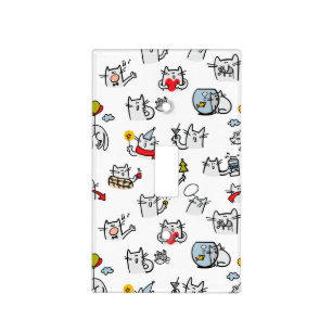 Funny cats, milk and magic light switch cover