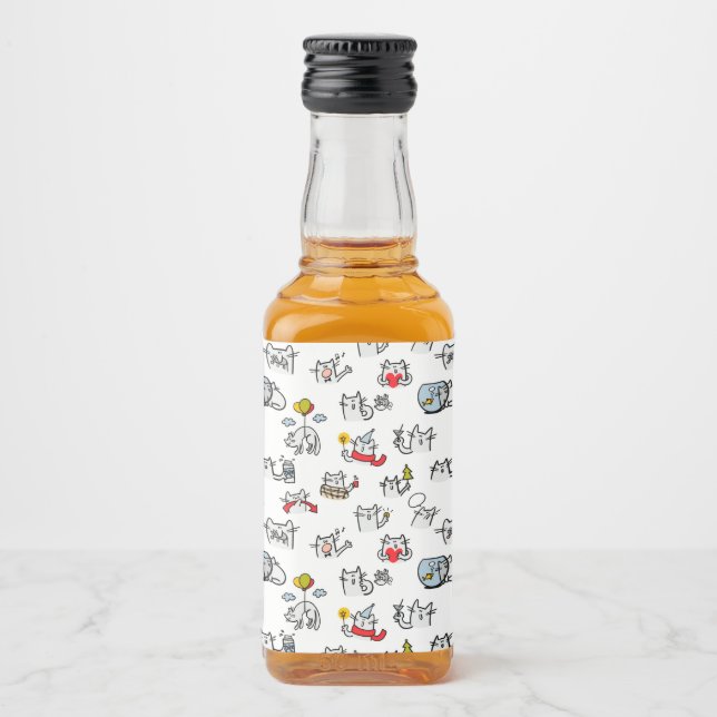 Funny cats, milk and magic. liquor bottle label (Front)