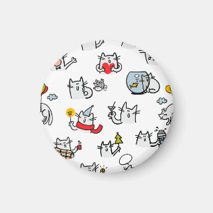 Funny cats, milk and magic. magnet