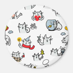 Funny cats, milk and magic. magnet