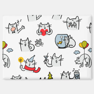 Funny cats, milk and magic. magnet
