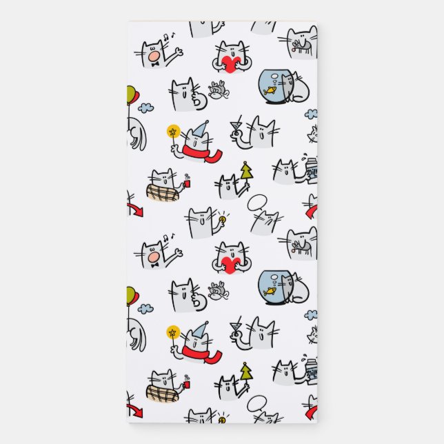 Funny cats, milk and magic. magnetic notepad (Front)