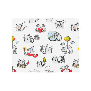 Funny cats, milk and magic. metal print