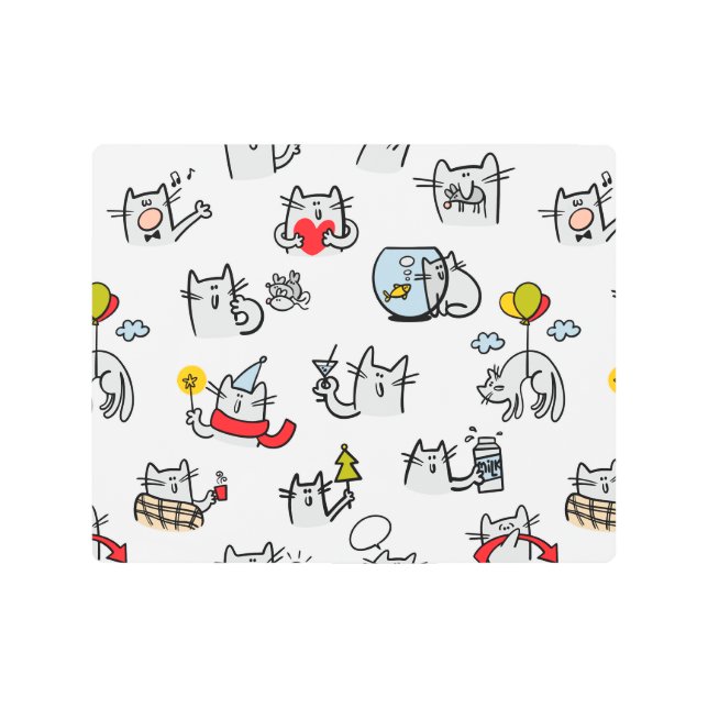 Funny cats, milk and magic. metal print (Front)