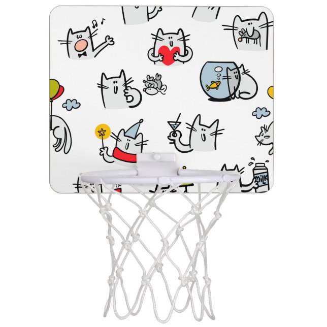 Funny cats, milk and magic. mini basketball hoop (Front)