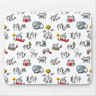Funny cats, milk and magic. mouse pad