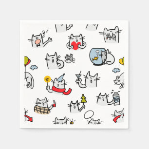 Funny cats, milk and magic. napkins