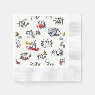 Funny cats, milk and magic. napkins
