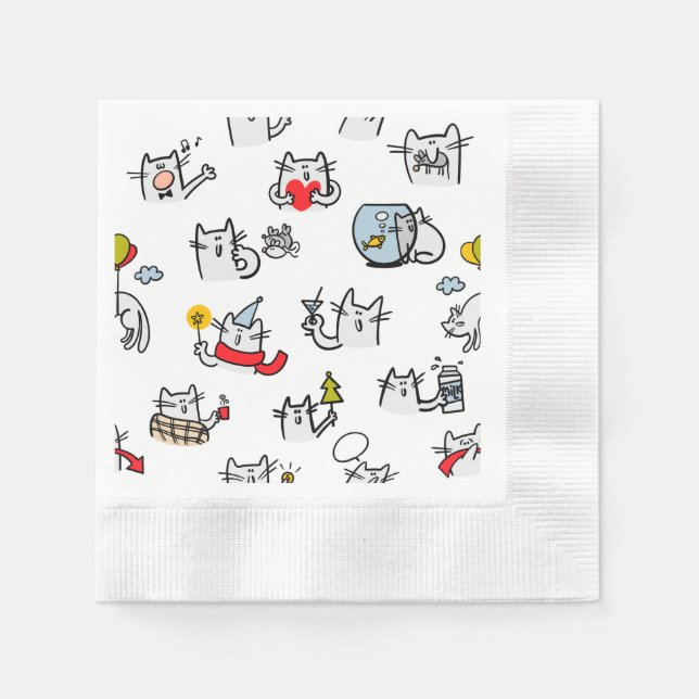 Funny cats, milk and magic. napkins (Front)