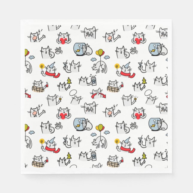 Funny cats, milk and magic. napkins (Front)
