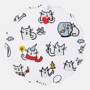 Funny cats, milk and magic. ornament card