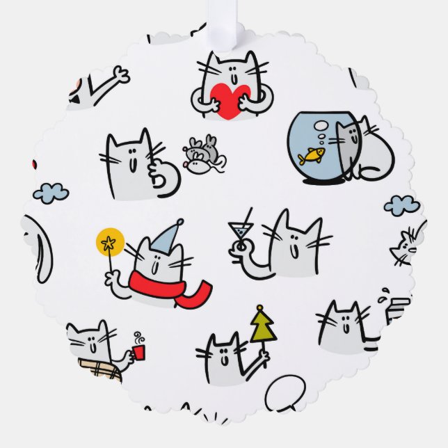 Funny cats, milk and magic. ornament card (Front)