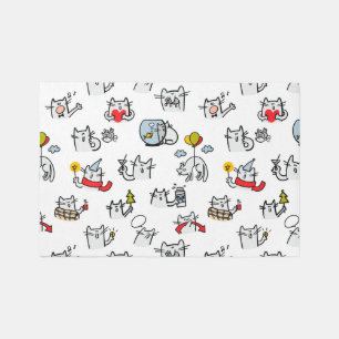 Funny cats, milk and magic. outdoor rug