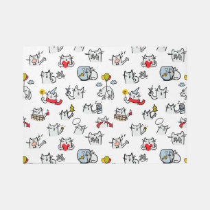 Funny cats, milk and magic. outdoor rug