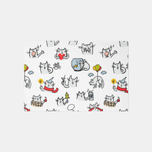 Funny cats, milk and magic. outdoor rug
