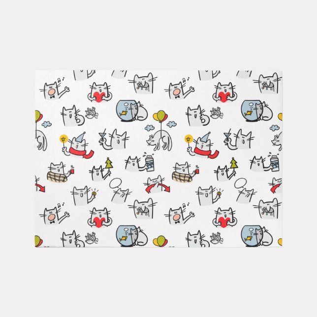 Funny cats, milk and magic. outdoor rug (Front)