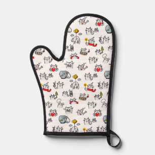 Funny cats, milk and magic. oven mitt
