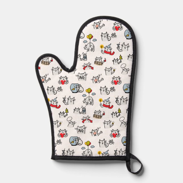 Funny cats, milk and magic. oven mitt (Front)