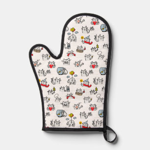 Funny cats, milk and magic. oven mitt
