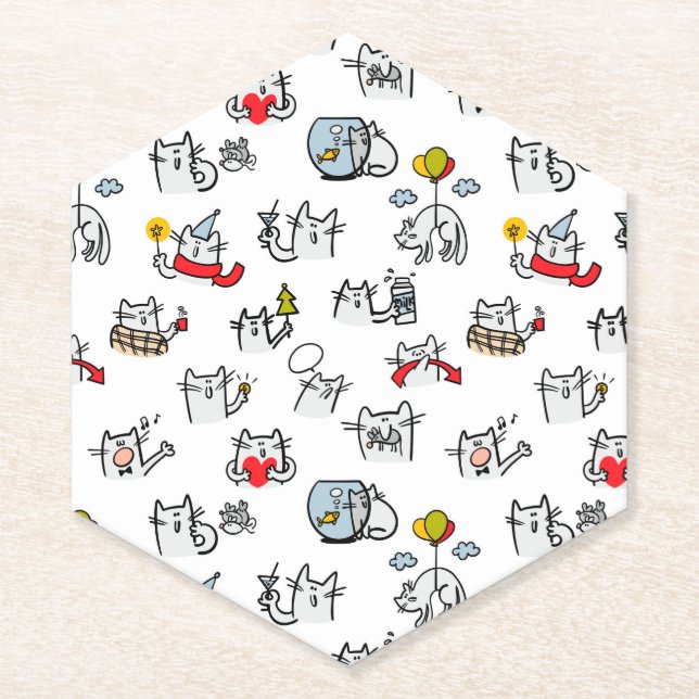 Funny cats, milk and magic. paper coaster (Front)