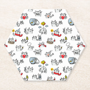 Funny cats, milk and magic. paper coaster