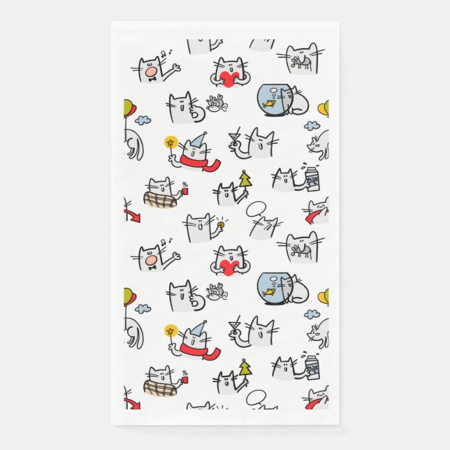 Funny cats, milk and magic. paper guest towels (Front)