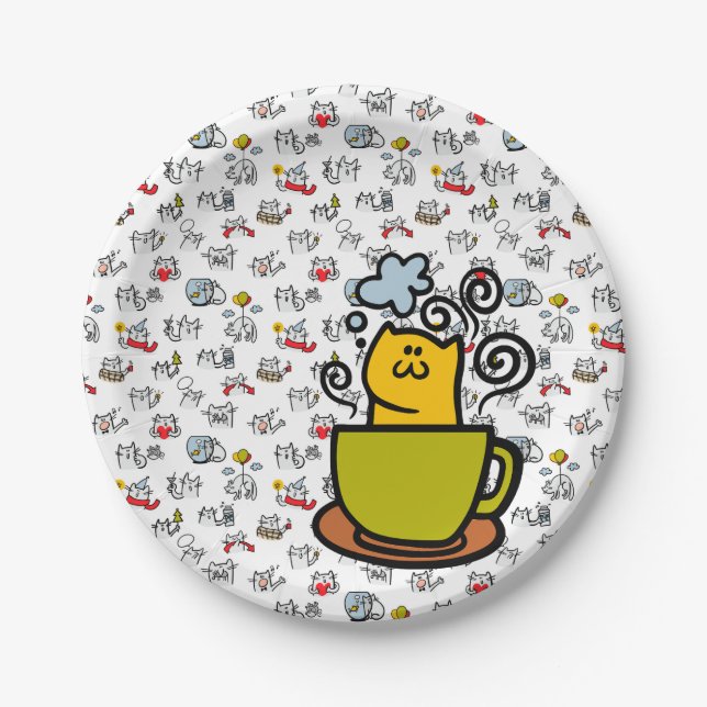Funny cats, milk and magic. paper plates (Front)
