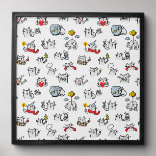 Funny cats, milk and magic. peel and stick photo tile