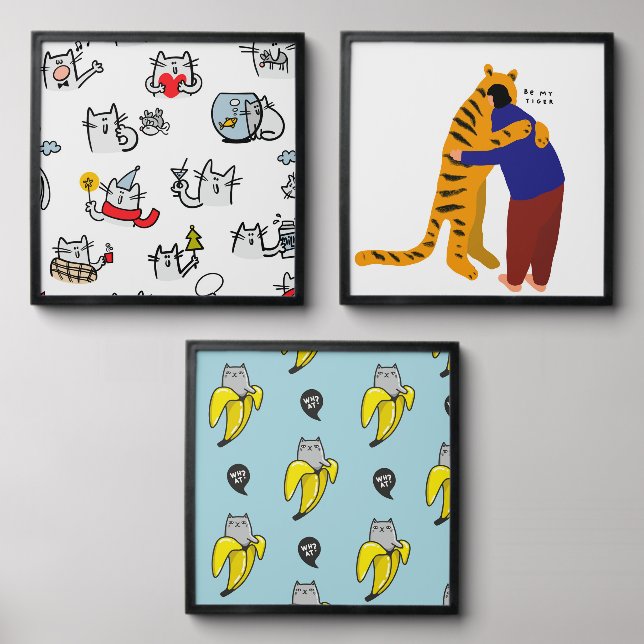 Funny cats, milk and magic. peel and stick photo tile (Front Set)