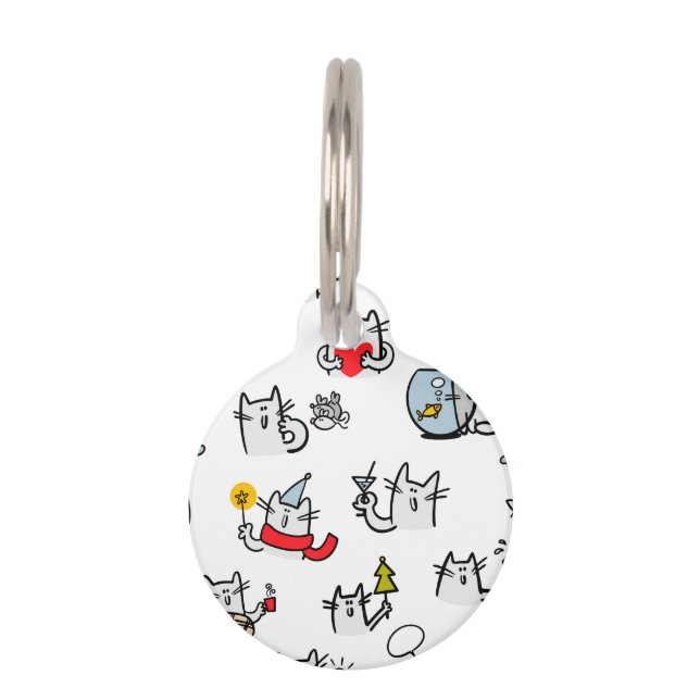 Funny cats, milk and magic. pet ID tag (Front)