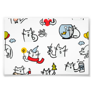 Funny cats, milk and magic. photo print