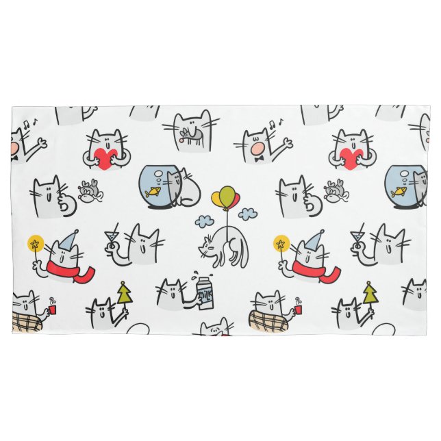 Funny cats, milk and magic. pillow case (Front)