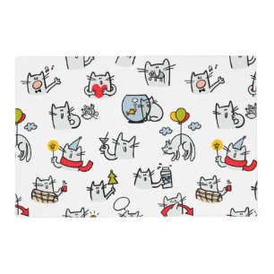 Funny cats, milk and magic. placemat