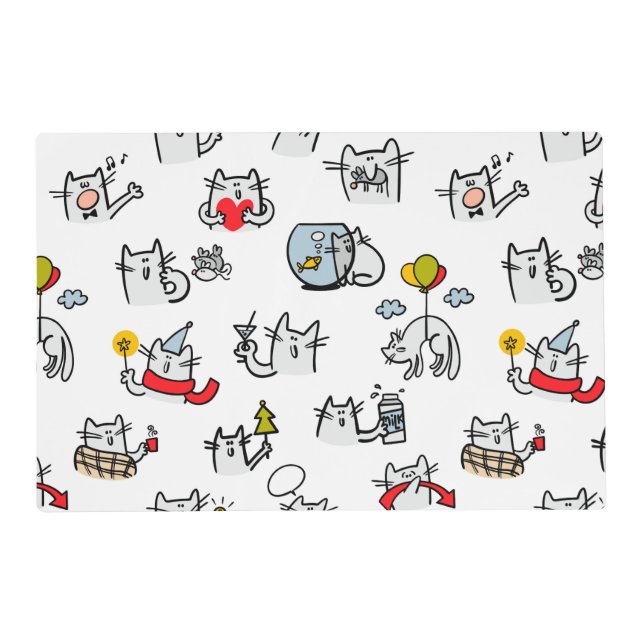 Funny cats, milk and magic. placemat (Front)