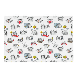 Funny cats, milk and magic. placemat