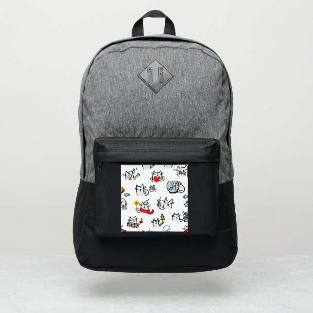 Funny cats, milk and magic. port authority® backpack (Front)